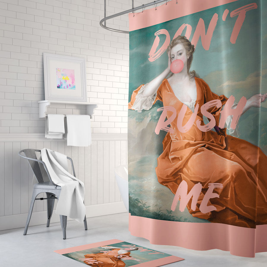 Orange and Pink Don't Rush Me Shower Curtain