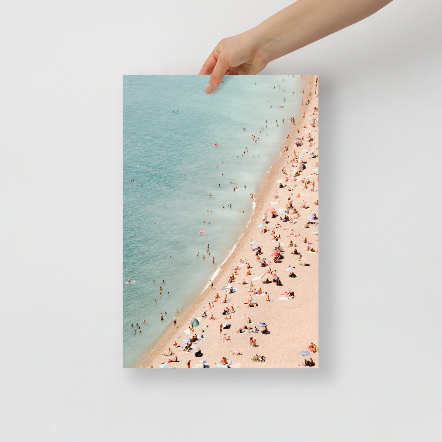 People on the Beach Photographic Wall Poster Print, French Riviera Art