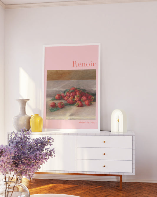 Pink Renoir Strawberries Wall Poster Print