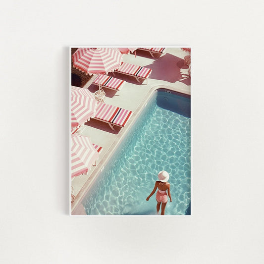 Pink swimming pool wall poster print 