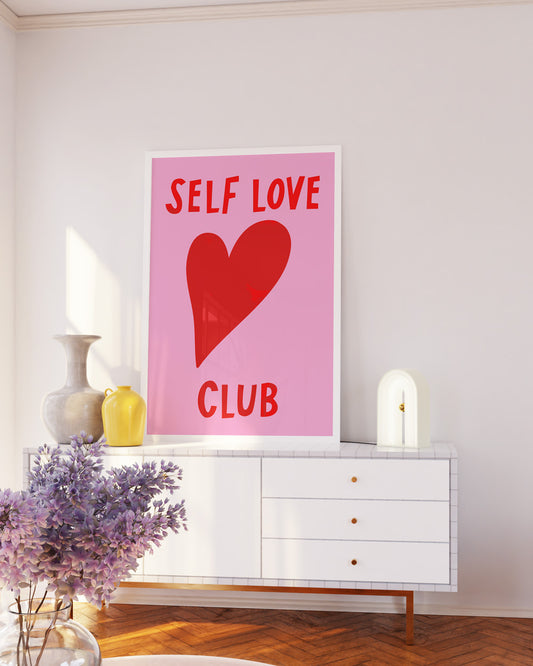 Self Love Club Pink and Red Wall Poster Print