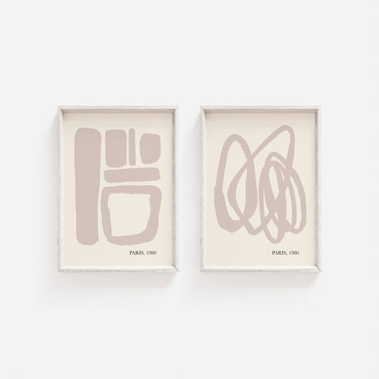 Neutral Abstract Set of Two Printable Posters