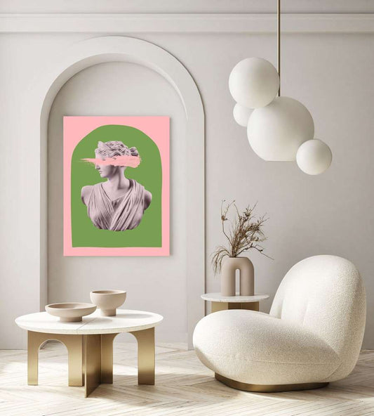 Artemis Pink and Green Canvas - Ready to hang