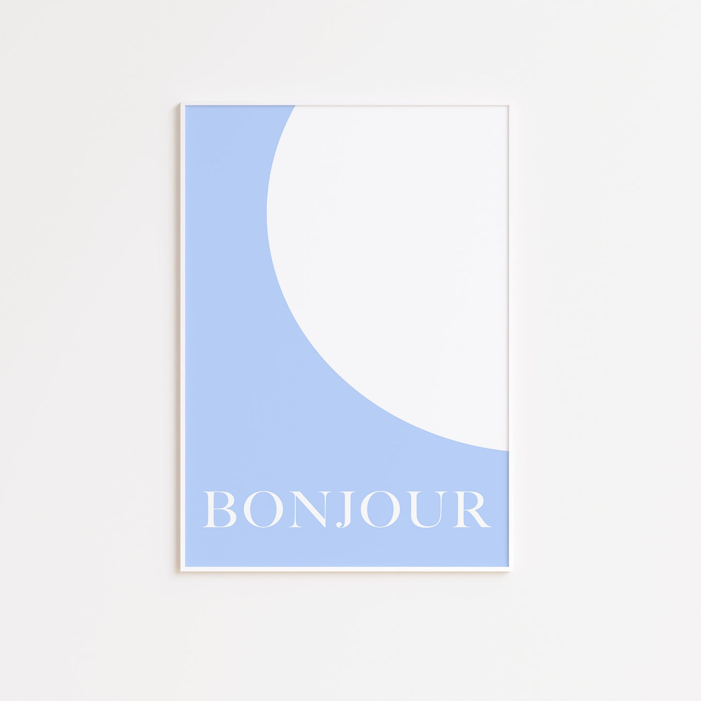Blue and White Bonjour Poster