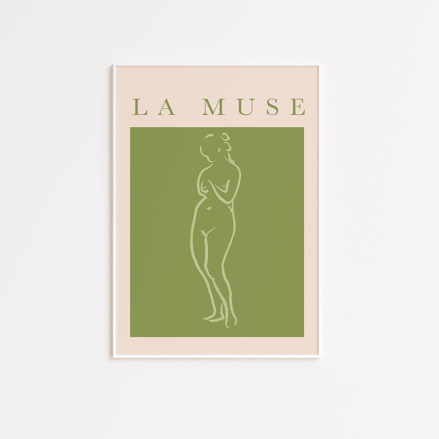 Green and Beige Female Figure Wall Poster