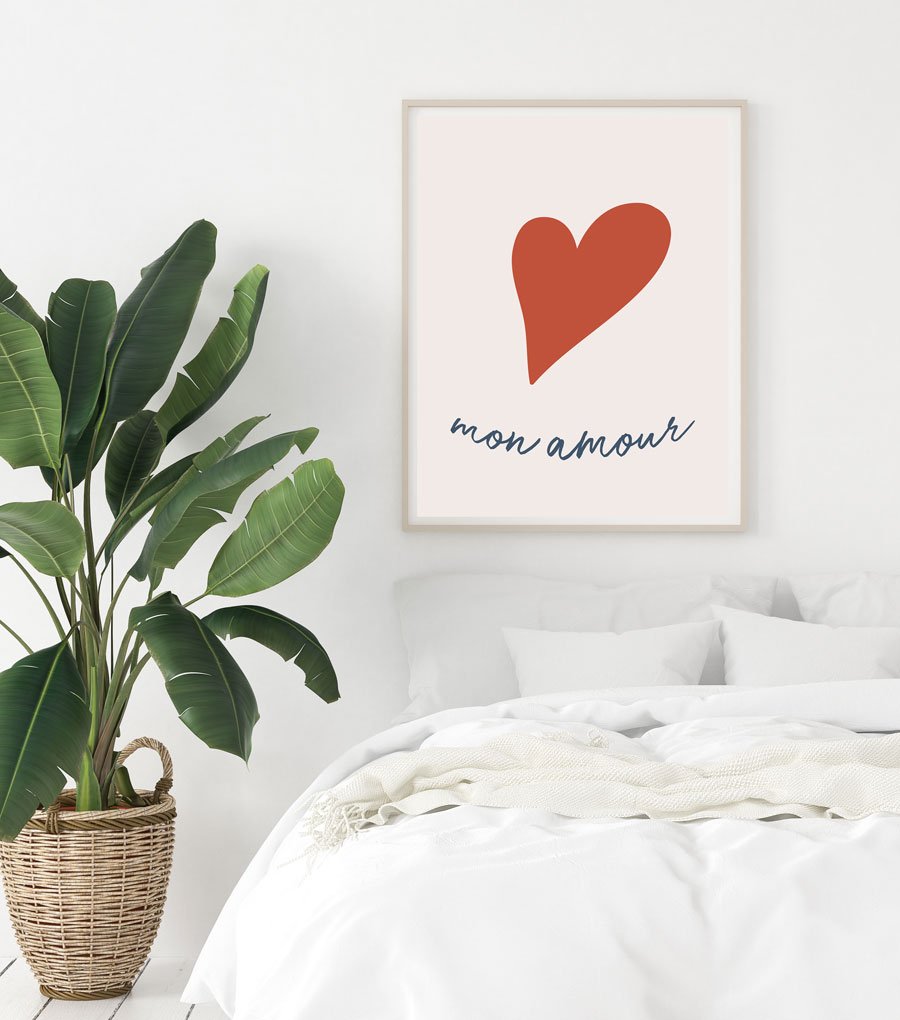 Mon Amour Love Heart Poster Print