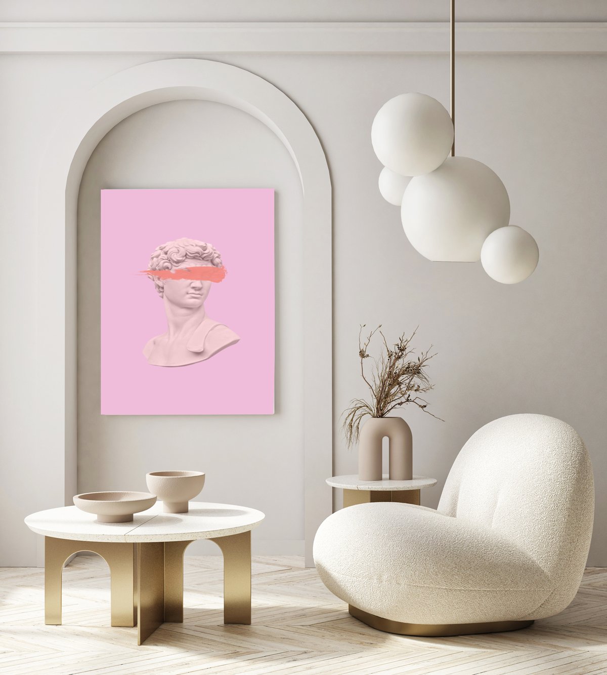Pink Head of David Canvas - Ready to hang