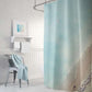 Blue beach shower curtain