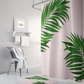 Pink and Green Palm Leaf Shower Curtain