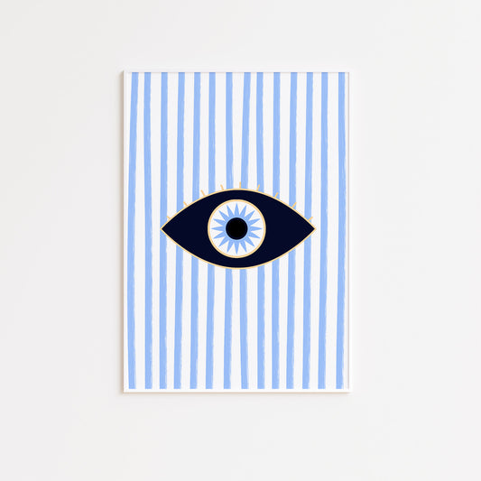 Blue Striped Evil Eye Poster