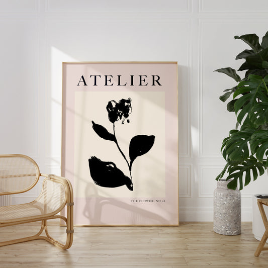 Pale Pink and Beige Atelier Floral Wall Poster Print