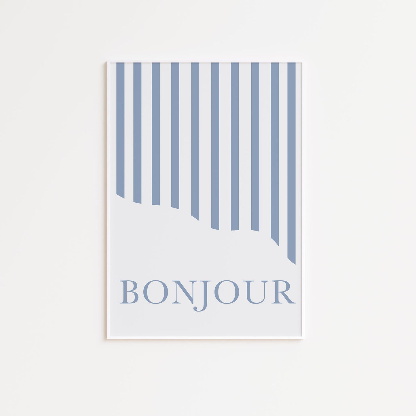 Blue Striped Bonjour Poster