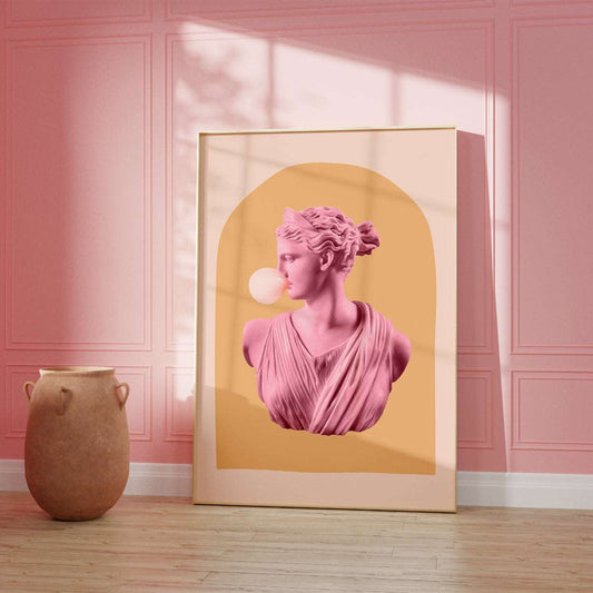 Bubble Gum Goddess Pink and Orange Poster