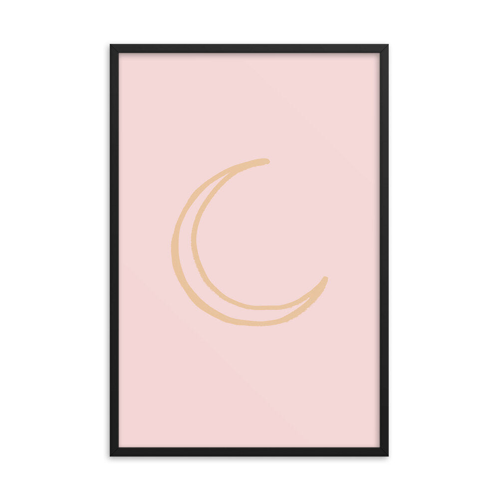 Pink and Beige Crescent Moon Print