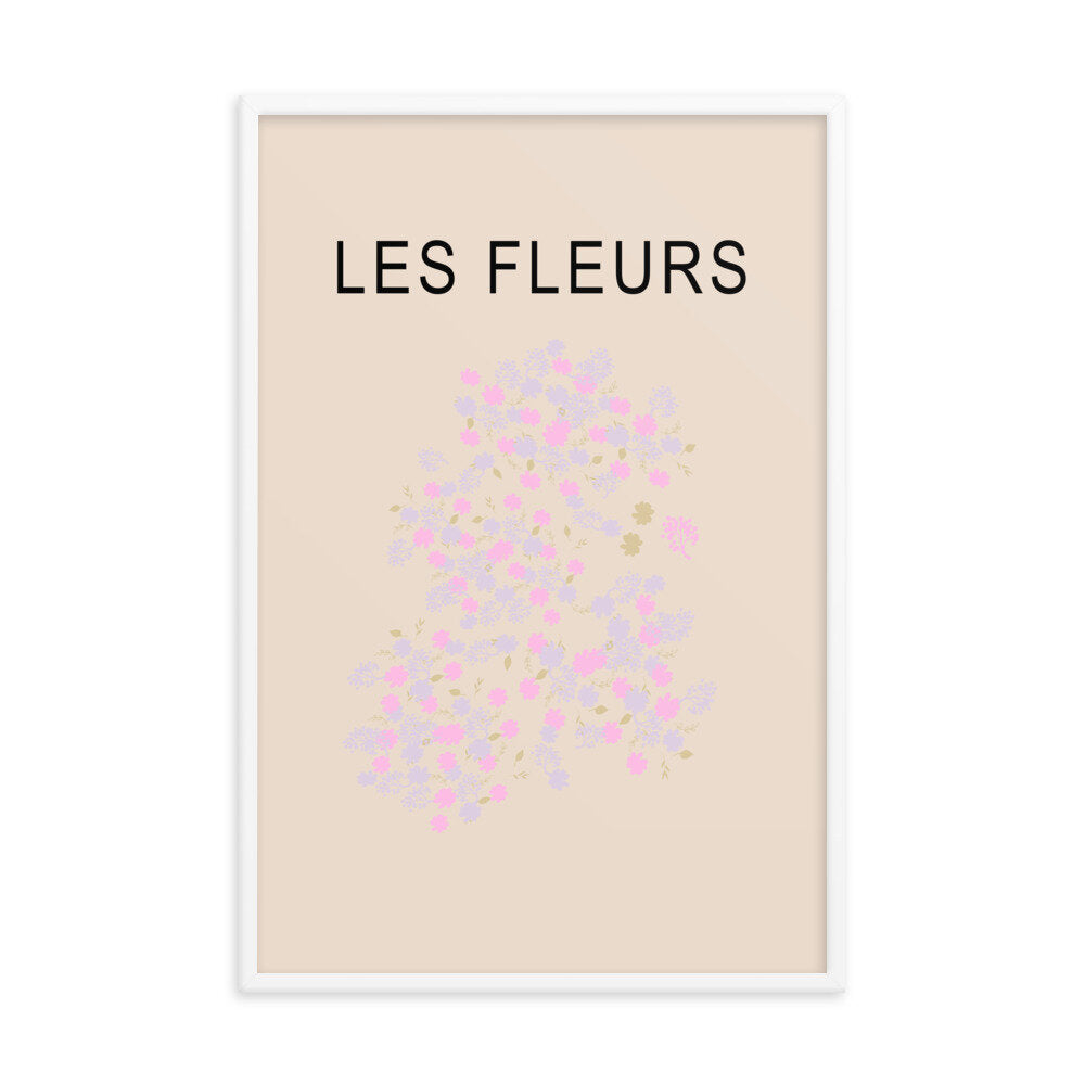 Beige Les Fleurs Floral Wall Poster Print