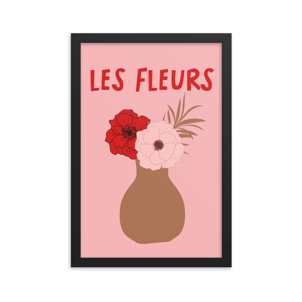 Les Fleurs Pink and Red Floral Wall Poster Print