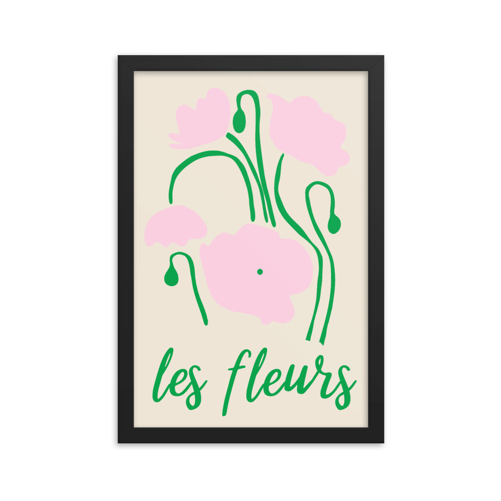Beige and Green Les Fleurs Poster