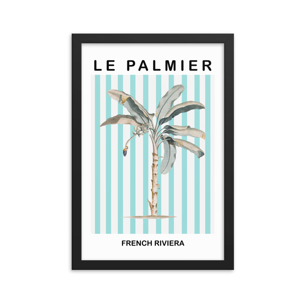 Bright Blue Striped Palm Tree Poster