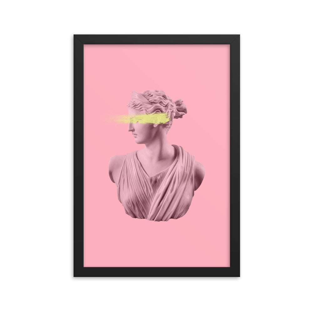 Pink Artemis with Yellow Paint Stroke Poster