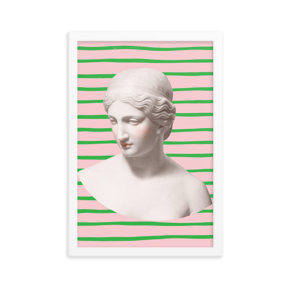 Striped Artemis Pink and Green Poster