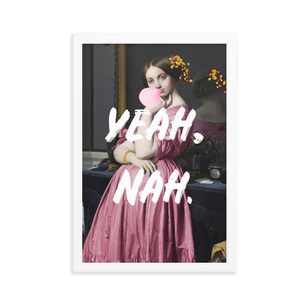 Yeah Nah Pink and Gold Bubble-Gum Poster