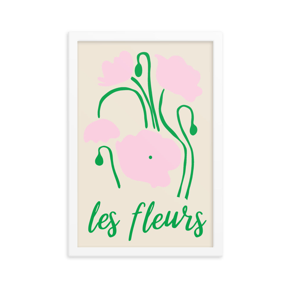 Beige and Green Les Fleurs Poster