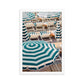 Blue Riviera Beach Umbrellas Poster