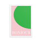 Pink and Green Bonjour Poster