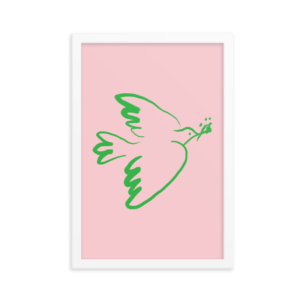 Pink and Green Dove Poster