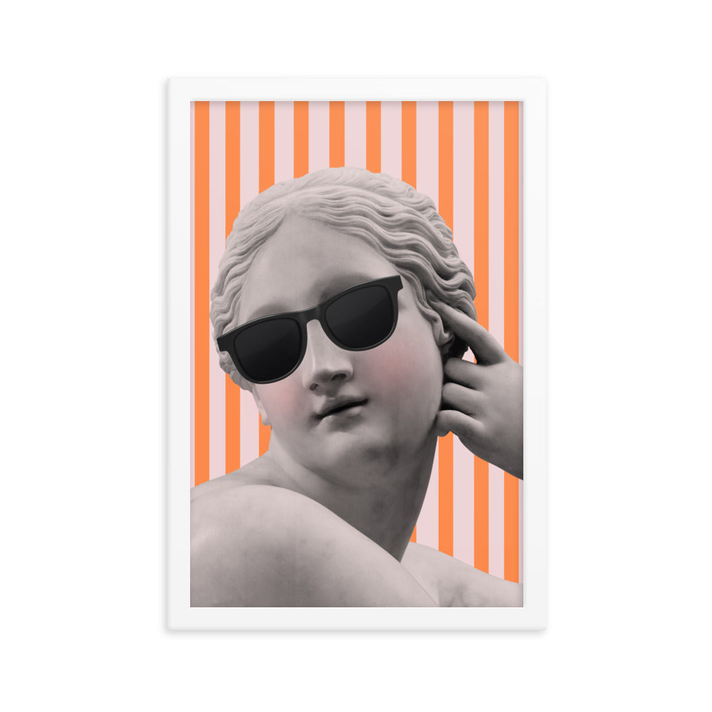 Pink and Orange Striped Goddess Wall Poster