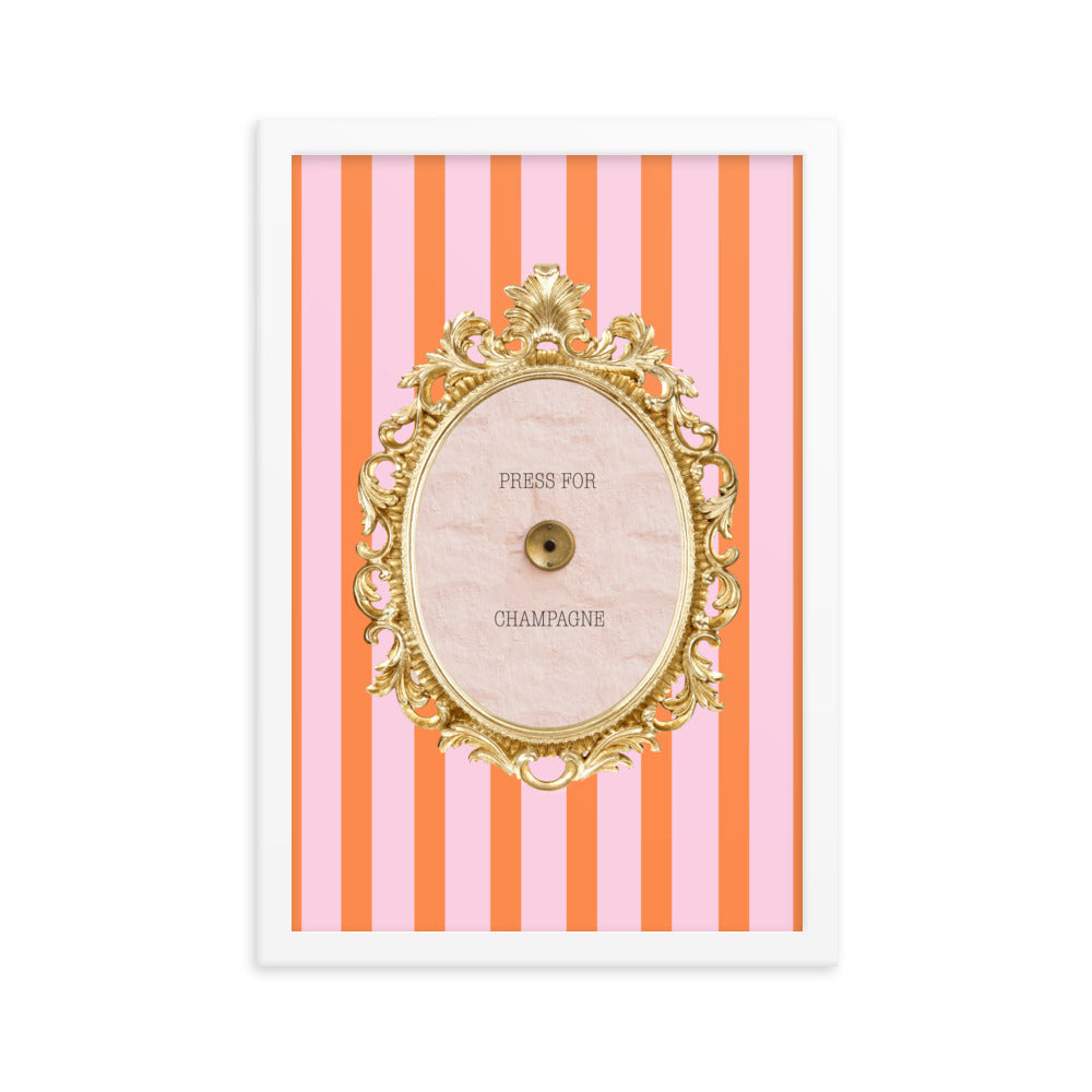Champagne Pink and Orange Striped Wall Poster