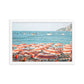 Blue and Orange Amalfi Coast Beach Umbrella Poster