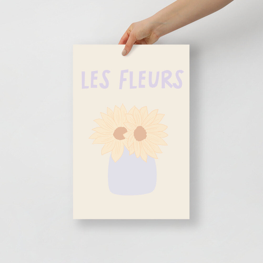 Les Fleurs Yellow and Lilac Wall Poster Print