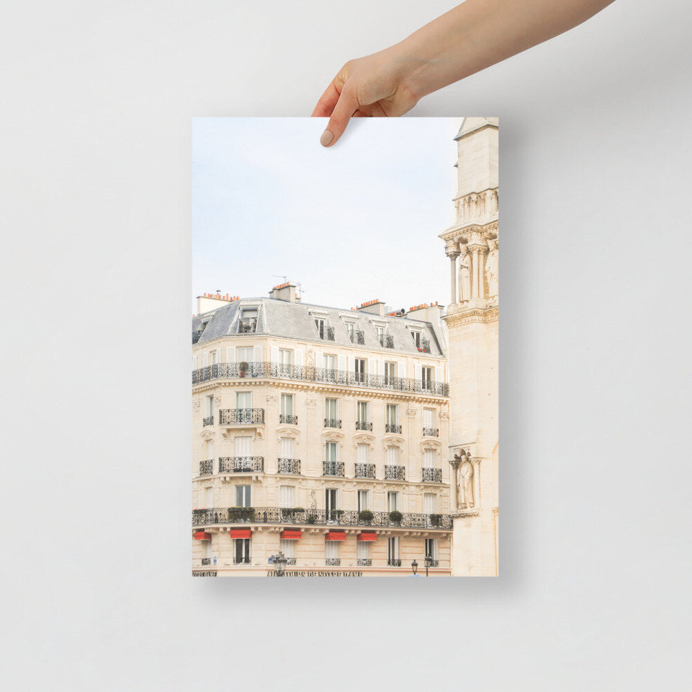 Paris Building Beige and Red Wall Poster Print