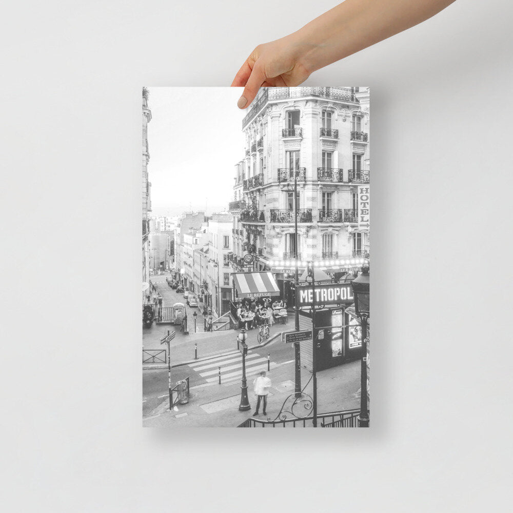 Black and White Montmartre Poster
