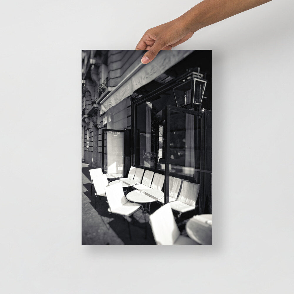 Black and White Paris Cafe Poster