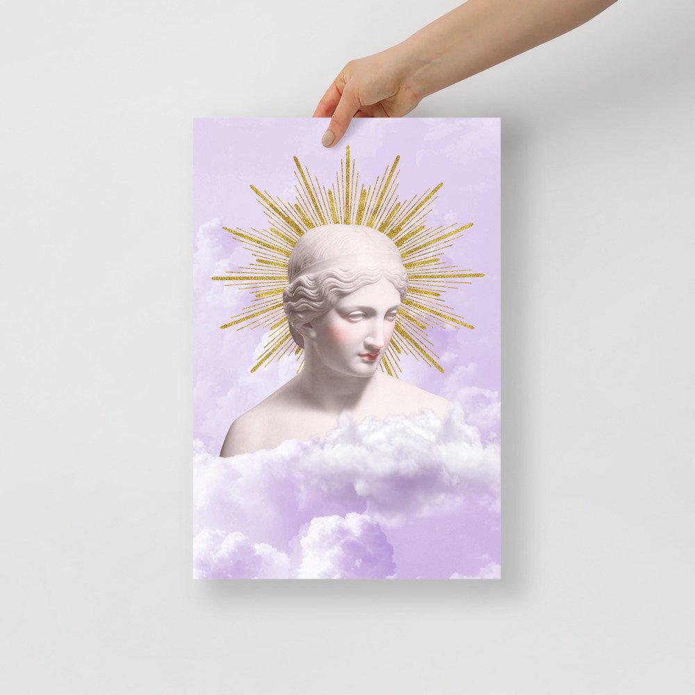 Goddess in Purple Clouds Poster