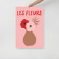 Les Fleurs Pink and Red Floral Wall Poster Print