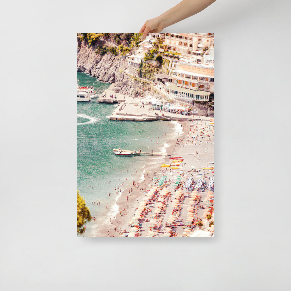 Positano Terracotta-Toned Beach Wall Poster Print