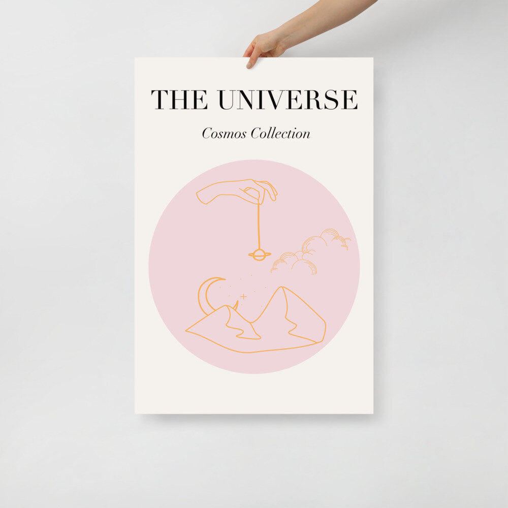 Pink and Gold Celestial Wall Poster Print