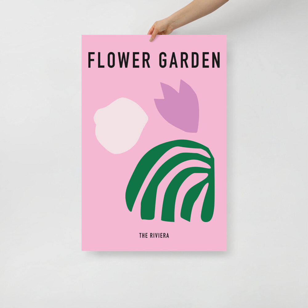 Pink Abstract Flower Garden Wall Poster