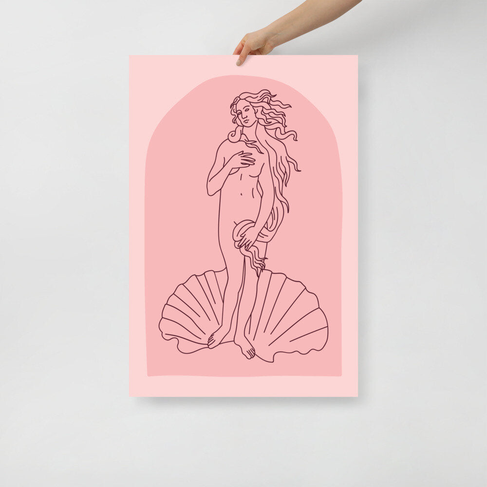 Pink Illustrated Venus Poster