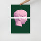 Ancient Statue Wall Poster - Pink and Green
