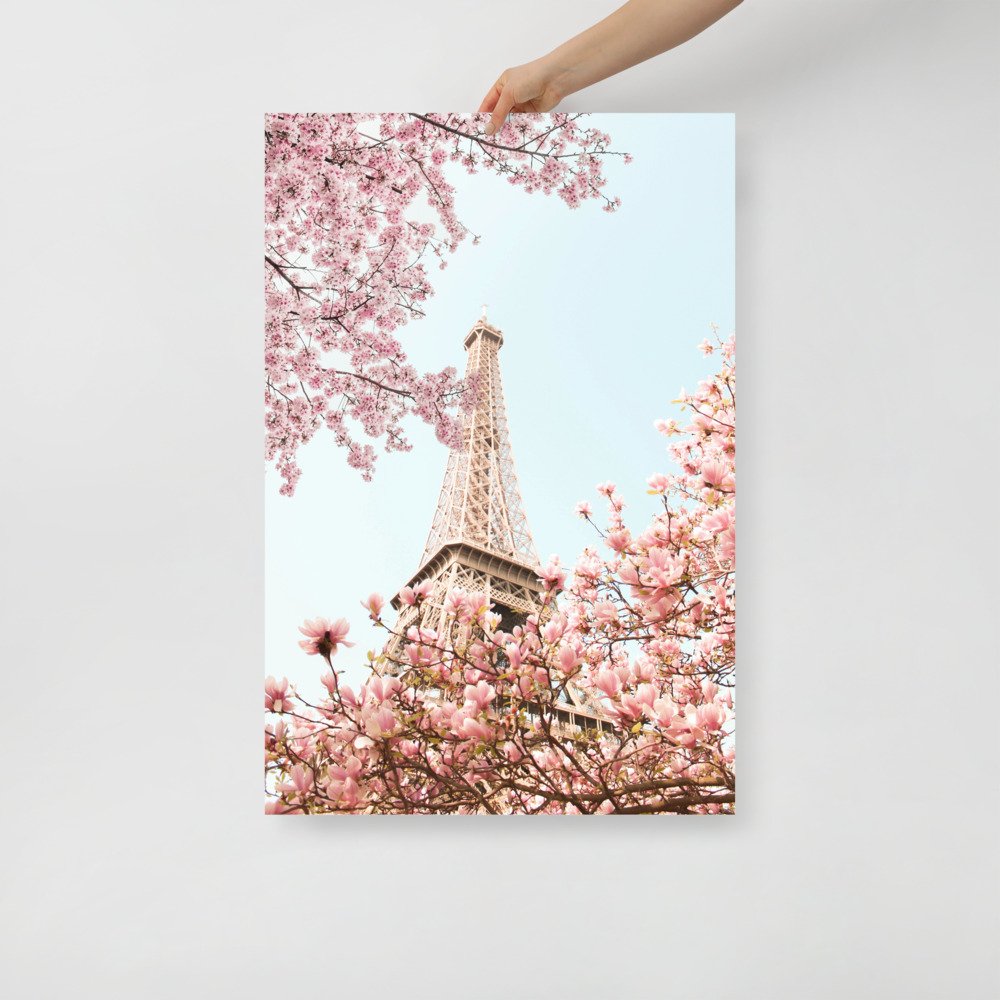 Pink Paris Eiffel Tower Wall Poster