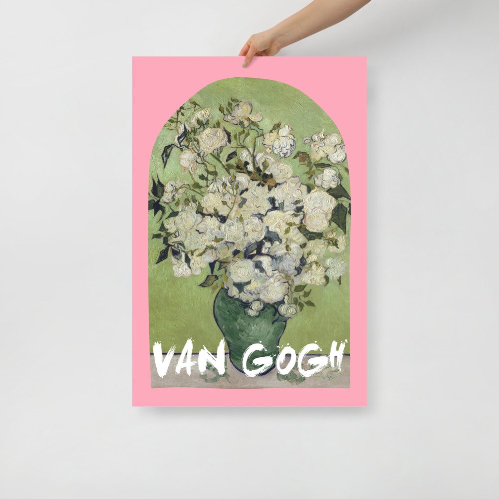 Pink Van Gogh Flower Poster