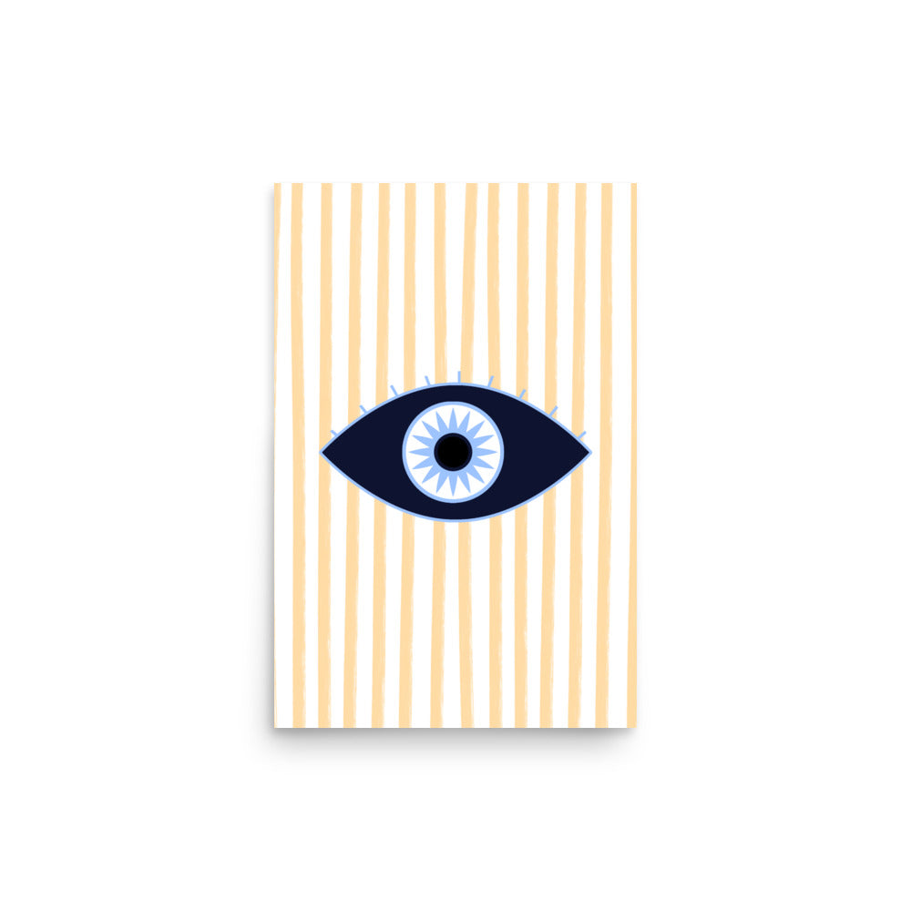 Yellow Striped Evil Eye Poster