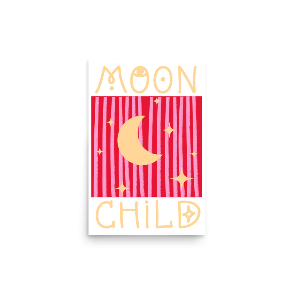 Striped Moon Child Celestial Poster