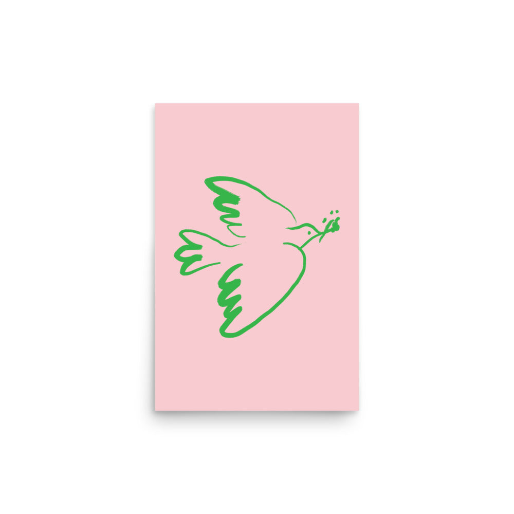 Pink and Green Dove Poster