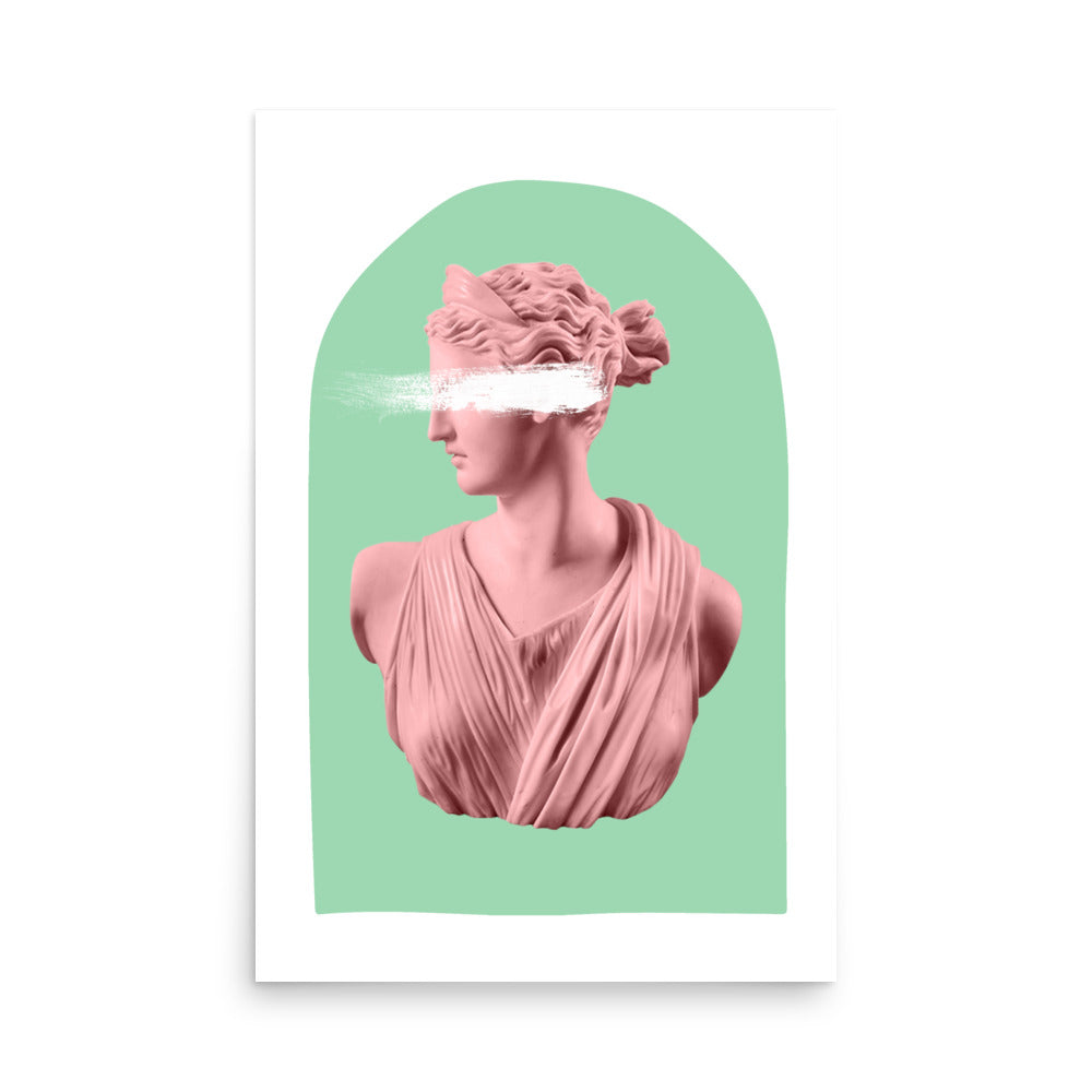 Pink and Mint Artemis Ancient Aesthetic Wall Poster Print