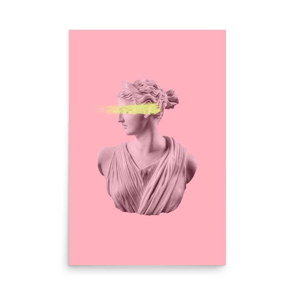 Pink Artemis with Yellow Paint Stroke Poster